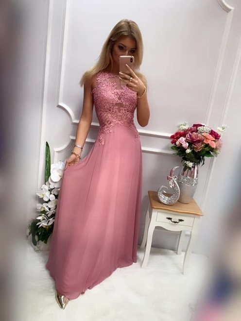 Długa sukienka gorsetowa wrzos