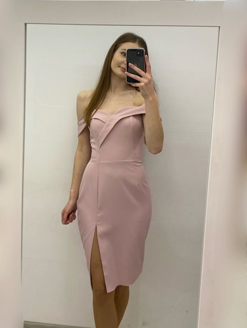 Sukienka na ramiączkach dopasowana krótka wrzos