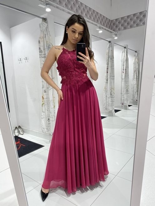 Długa sukienka na ramiączkach fiolet