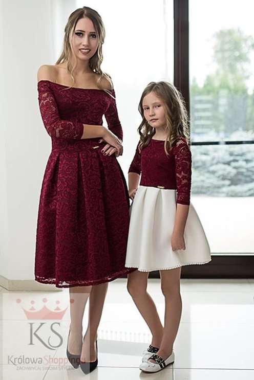 Sukienka śnieżka dziecko bordo