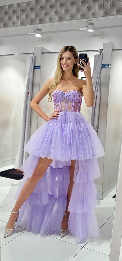 Sukienka asymetryczna warstwy tiul gorset lilia