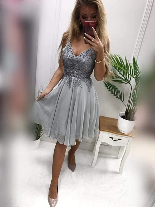 Sukienka krótka ramiączka łabędź szary