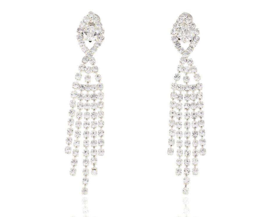 Kolczyki cyrkonie nitki łezka