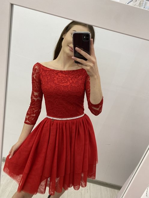 Sukienka tiulowa hiszpanka koronka czerwona