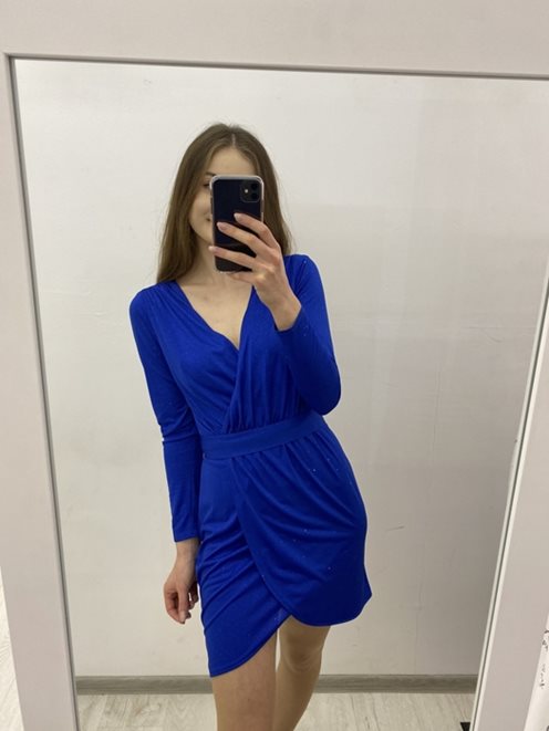 Sukienka krótka długi rękaw zakładana chaber