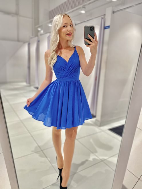 sukienka krótka ramiączka brokat chaber