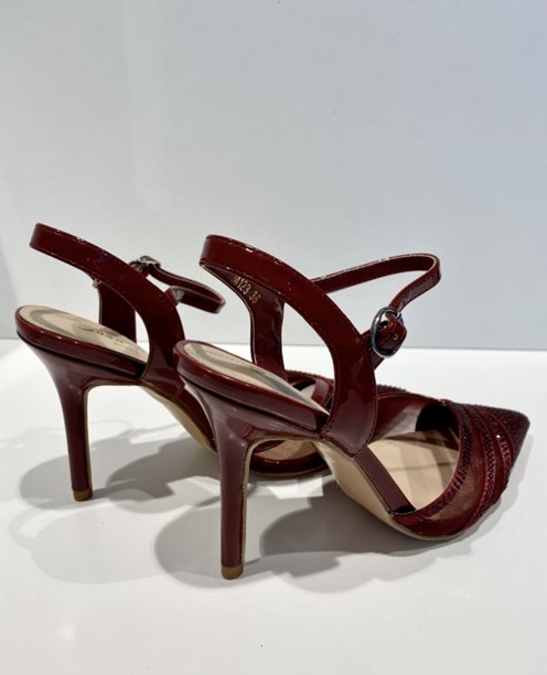 Czółenka do szpica na szpilce paski bordo