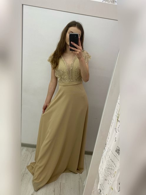 Długa sukienka duże rozmiary kawa