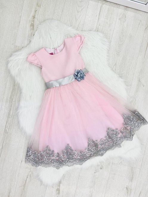 Sukienka dziecięca tiul róż szary