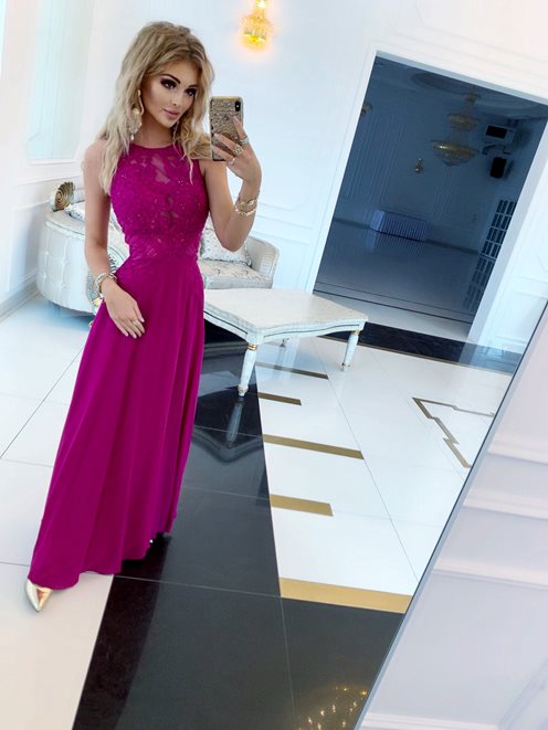 Długa sukienka gorsetowa fiolet