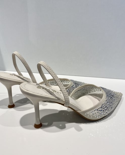 Czółenka do szpica cyrkonie krem