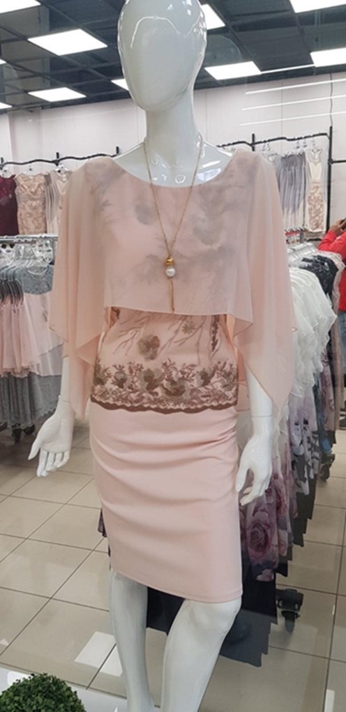 sukienka krótka góra  wzór kwiat dół róż