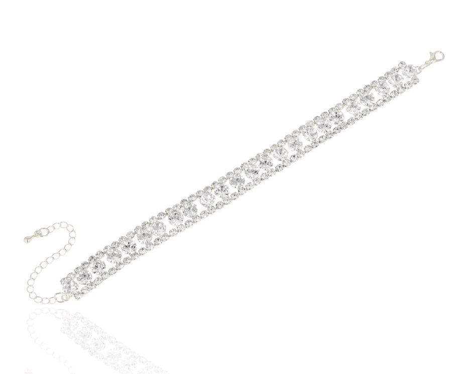 Bransoleta cyrkoniowa srebro/złoto