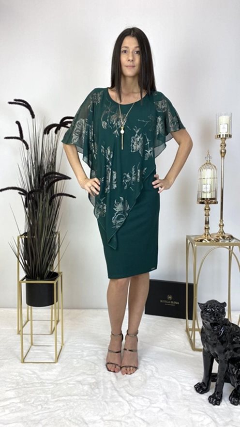 Sukienka masująca z narzutą mozaika zieleń