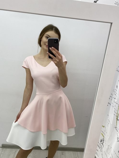 Sukienka podwójna spódnica róż