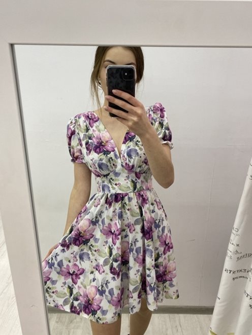 sukienka krótka zwiewna  fiolet