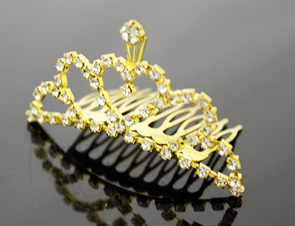 Grzebyk diadem serce srebrny