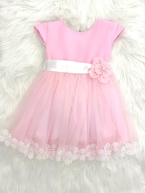 sukienka dziecięca dół koronka kwiatki róż