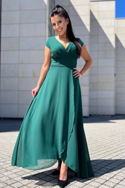 Sukienka długa z materiału szyfonowego zieleń