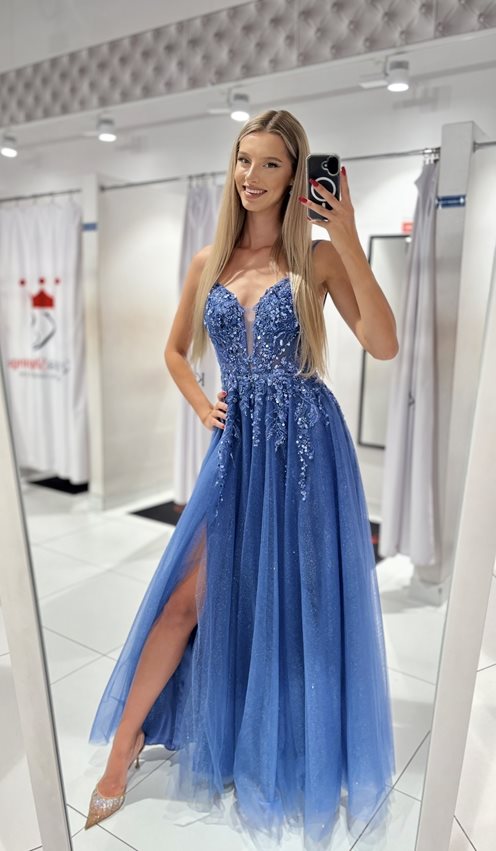 Sukienka długa tiul cekiny gorset jeans