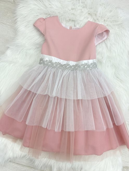 Sukienka dziecięca pas szary-róż