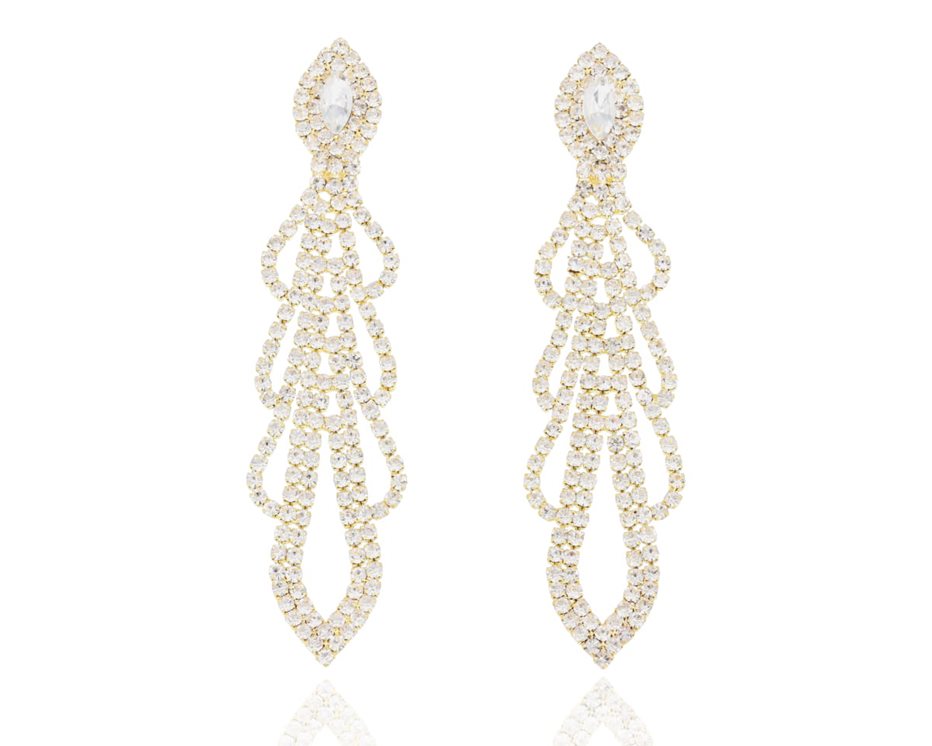 Kolczyki cyrkonie długie ażur