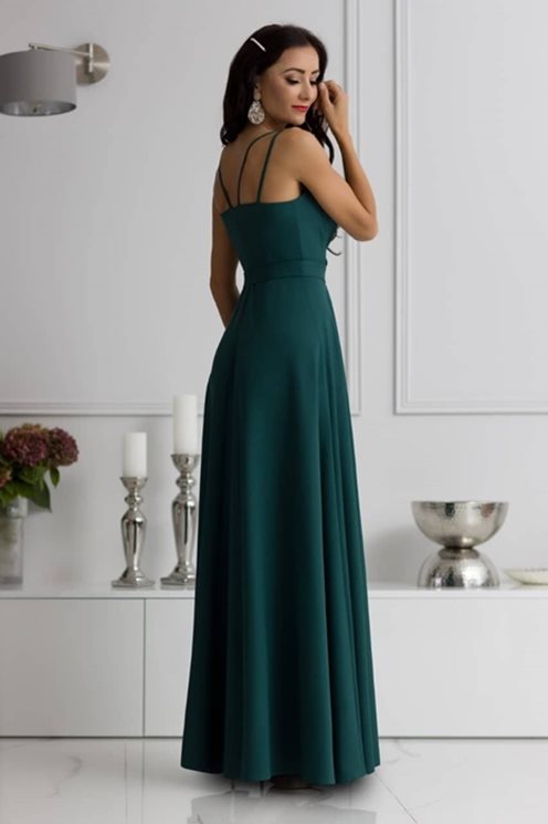 Sukienka na ramiączkach fala dekolt gładka b.ziele