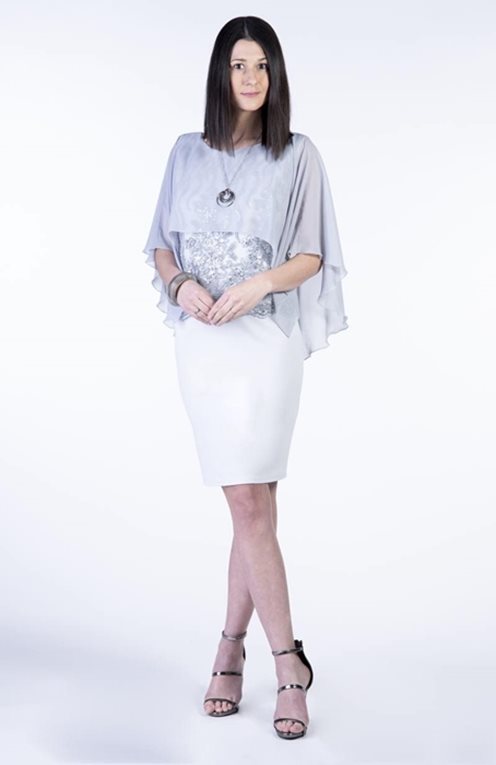 sukienka krótka góra  wzór kwiat dół popiel