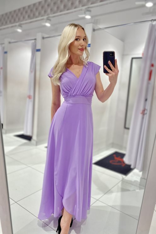 Sukienka długa zwiewna szyfon lila