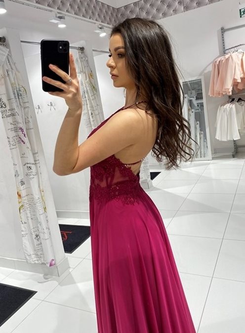 Długa sukienka na ramiączkach fiolet