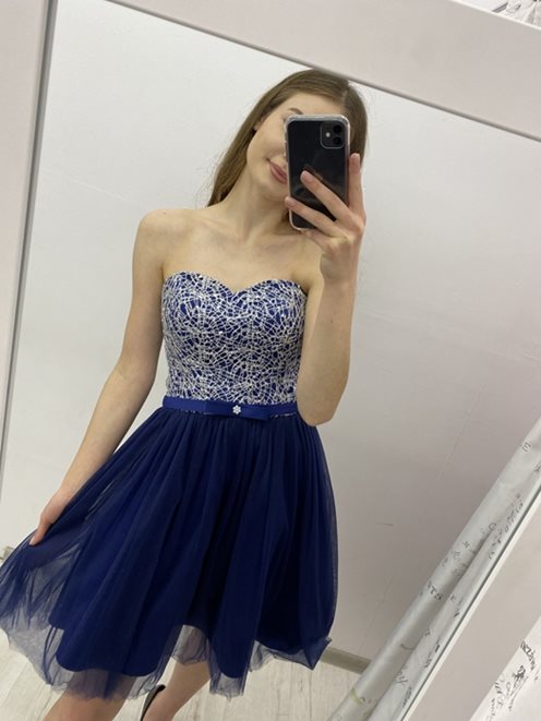 Sukienka princess tiul wiązana granat