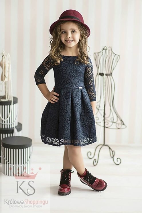 Sukienka koronka dziecko granat