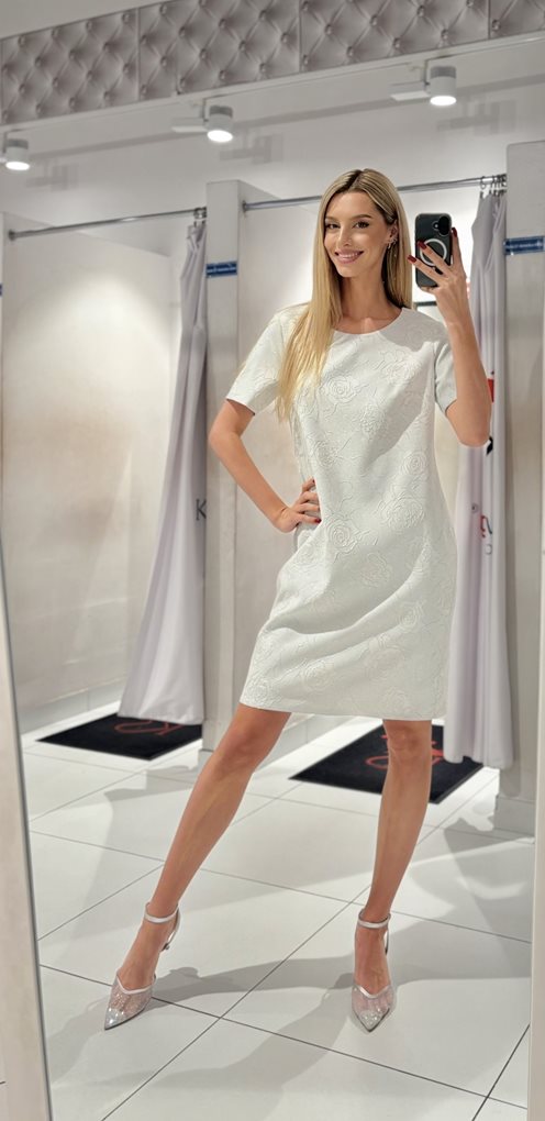 Sukienka wzorki błysk róża srebro