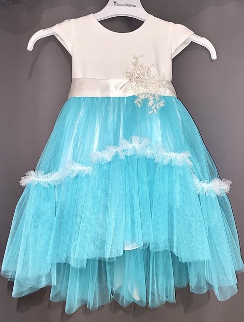 Sukienka dziecięca z tiulem i aplikacją mięta