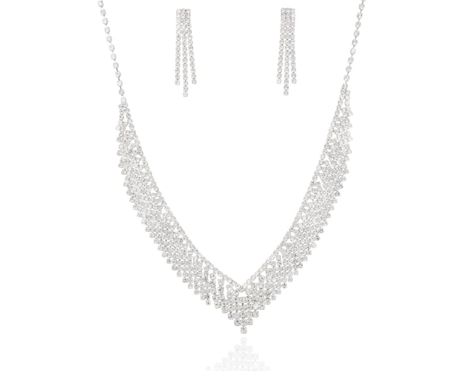 Komplet cyrkonie szpic złoto/ srebro