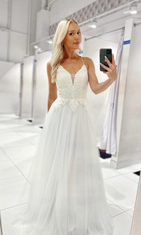 Sukienka długa wyszycia brokat tiul wiązanie biel