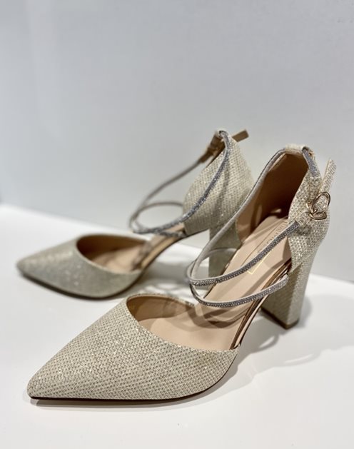 Czółenka z brokatowym paskiem złoto X