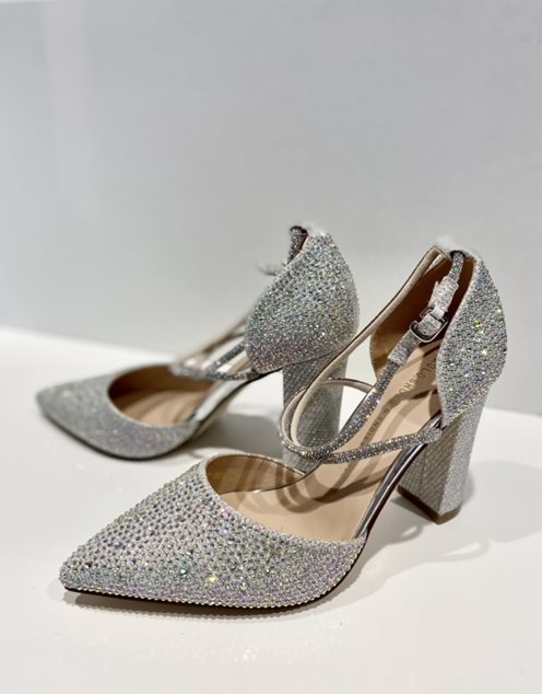 Czółenka całe cyrkoniowe pasek srebro