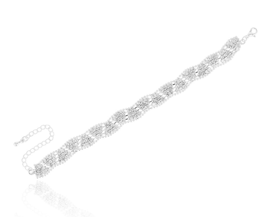 Bransoleta cyrkoniowa falista złoto/srebro