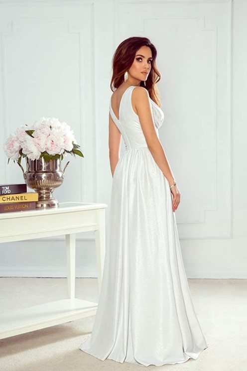 Długa sukienka odcinana mat biel