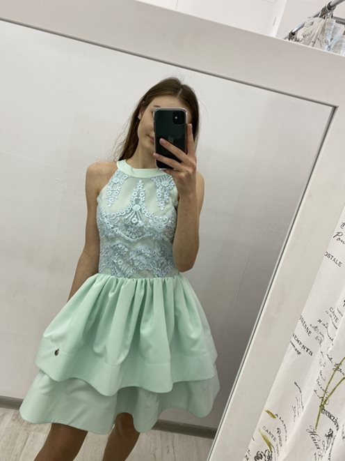 Sukienka falbany  mięta