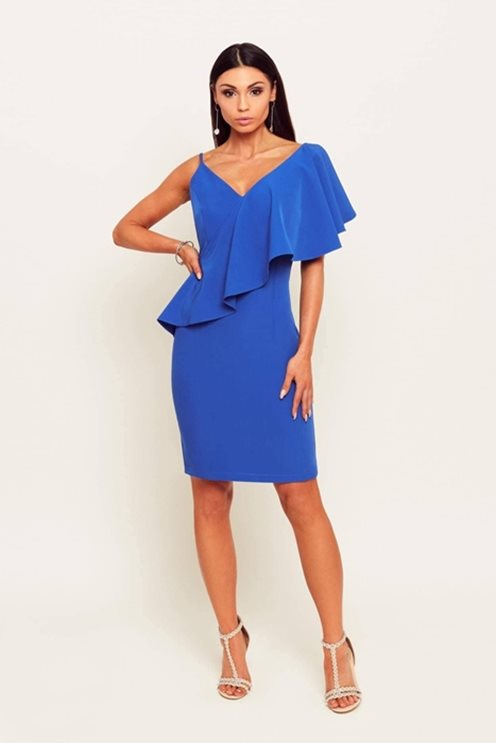 Krótka sukienka dekolt falbana chaber