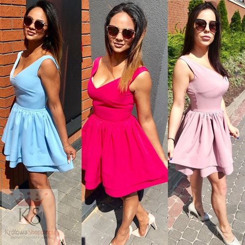 Sukienka prosta na ramiona krótka róż