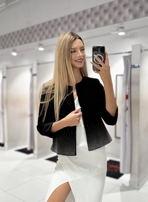 Żakiet zdobiony cyrkoniami czerń