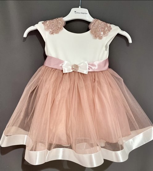 Sukienka dziecięca aplikacja na plecach róż