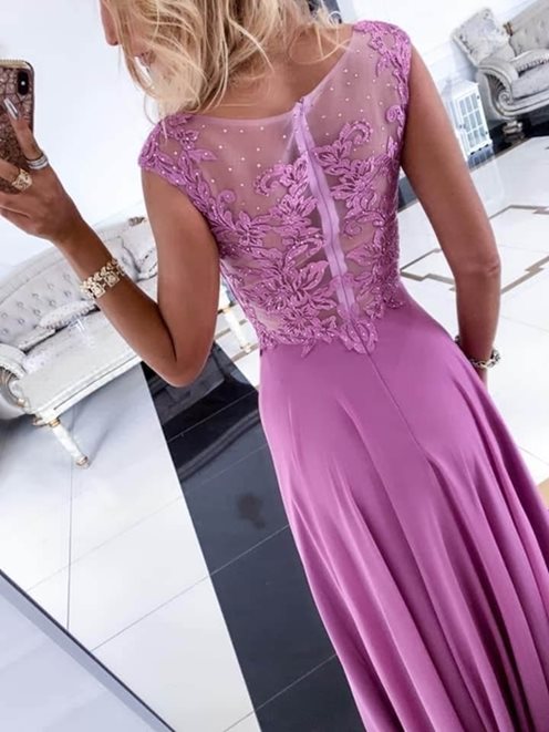 Sukienka długa plecy siateczka jagoda