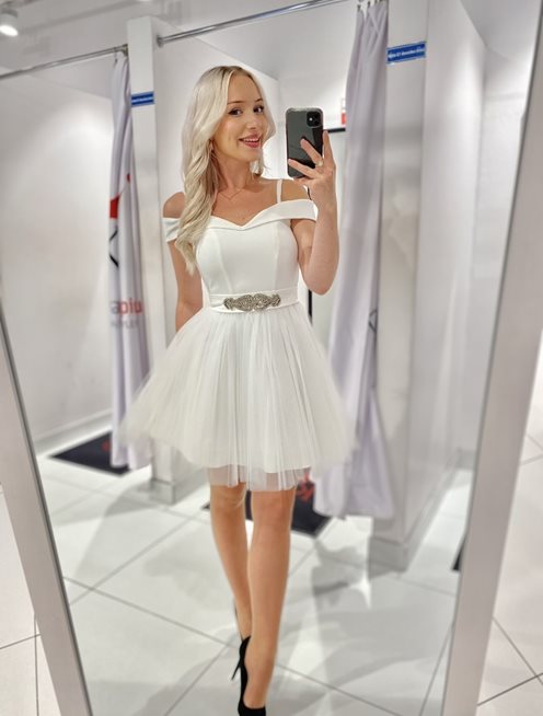 sukienka krótka hiszpanka tiulowa cała biała