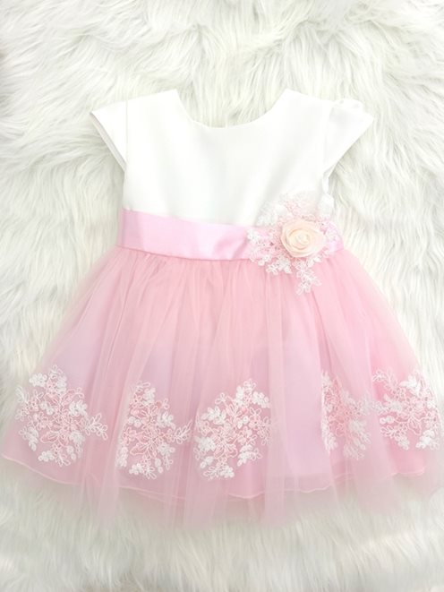 sukienka dziecięca aplikacje na dole róż