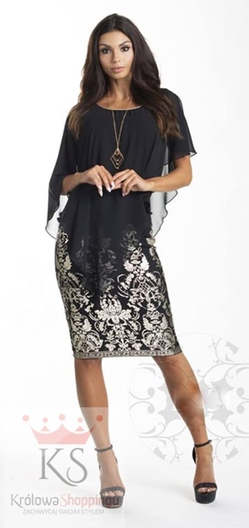 Sukienka z elegancką narzutką czarny