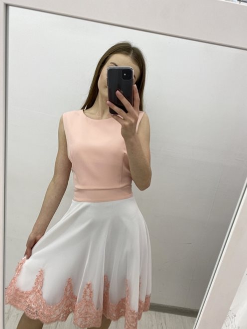 Sukienka spód biało-pomarańczowy